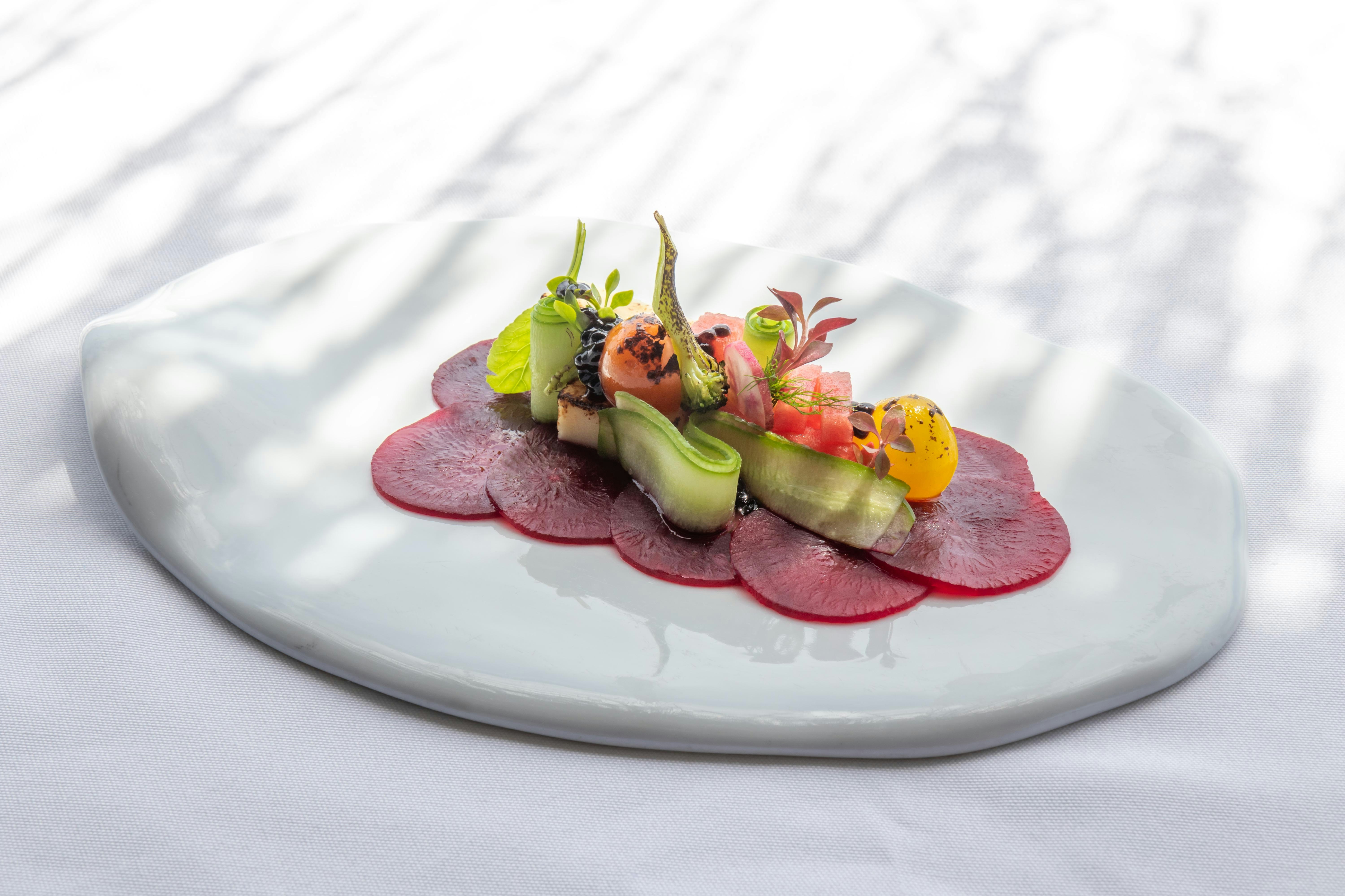 Bietencarpaccio met burrata